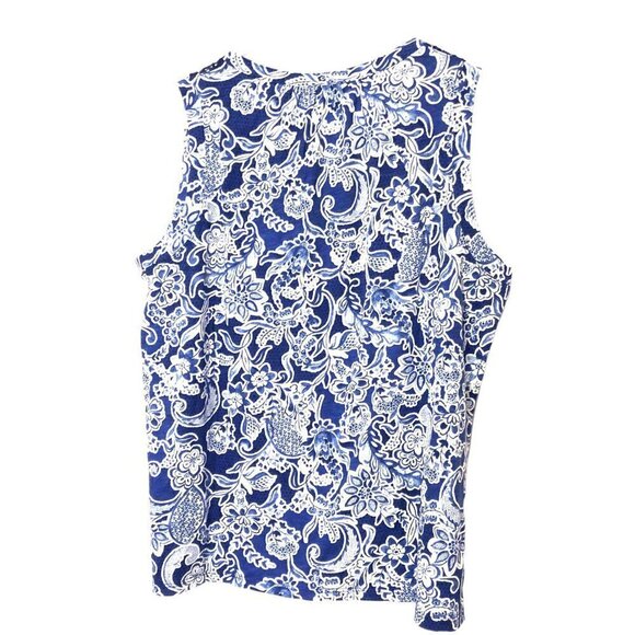 NWT Rafaella Top Size XL Sleeveless Crochet Detail Blue White NEW - Picture 2 of 6